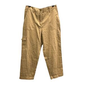 Talbots Super Soft Cropped Cargo Straight Leg Pants Khaki Size 8 NWT